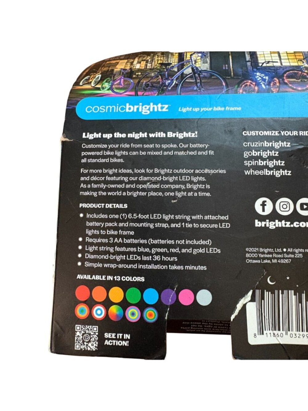 Brightz CosmicBrightz LED bike frame light in multicolor-New in Damaged Box - Picture 5 of 5